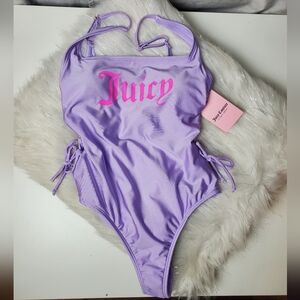 JUICY COUTURE Lavender Lace Up One Piece Bathing Suit